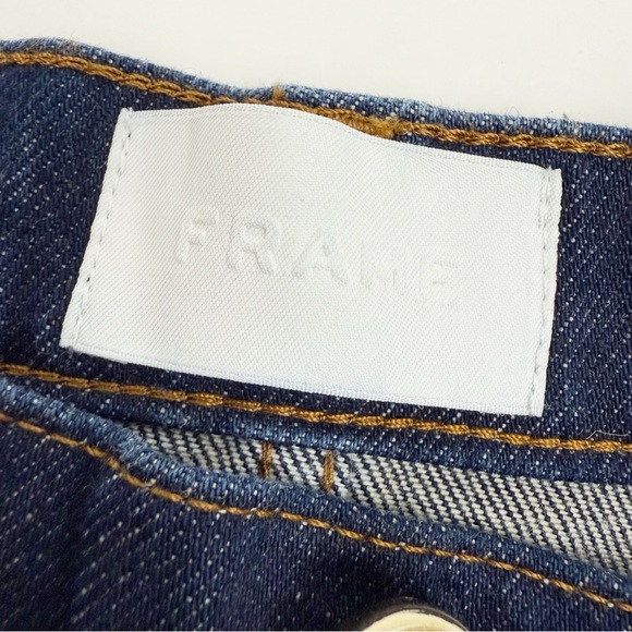 Frame Denim Le Italian Wide Leg Crop Jeans Rinse Dark Wash Rigid Denim High Rise - Picture 13 of 16